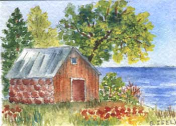 "Cabin By The Lake" by Sandy Isely, Ashland WI - Watercolor